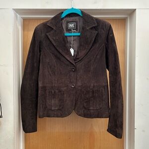 INK Inuvik Collection Leather Suede Brown Jacket size 44 ( US 12) Made in Spain